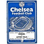 Chelsea v Aston Villa 1961 December 23rd League vertical crease score front cover in pen