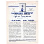 Tottenham Hotspur v Chelsea 1961 March 31st League horizontal crease score & team Change in pen