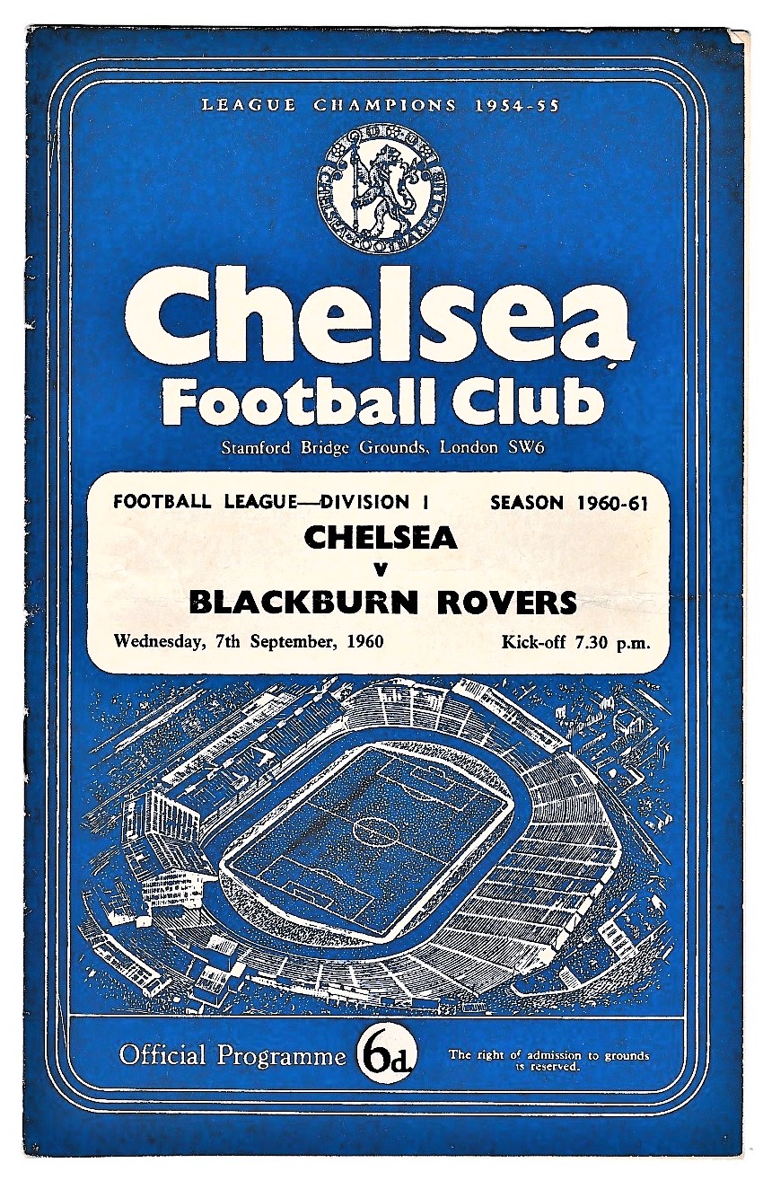 Chelsea v Blackburn Rovers 1960 September 7th League horizontal crease
