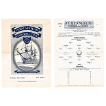 Portsmouth v Chelsea 1960 December 14th Football League Cup 4th round horizontal & vertical creases