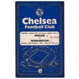 Chelsea v Workington 1960 October 24th Football League Cup (2nd round) horizontal crease score &