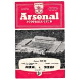Arsenal v Chelsea 1959 October 15th London FA Challenge Cup (2nd Round) horizontal crease score in