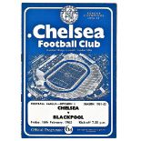 Chelsea v Blackpool 1962 February 16th League team change in pen hole punched left