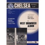 Chelsea v West Bromwich Albion 1967 April 10th League vertical crease pen mark on coupon