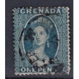 Grenada 1861-Definitive SG1 used 1d clear portrait blue-green SG£300