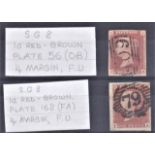 Great Britain 1841 - Penny red-brown stated plate 56, 'OB' and plate 168, 'FA' good to large margins