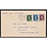 Great Britain 1954 02/08 9d/10d/11d F.D.I. Covers SG 526/8 8/2/1954, scarce