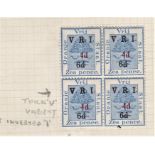 South Africa/Orange Free State 1902 V. R. I. Overprint 4d on 6d on 6d block of 4 mounted mint with