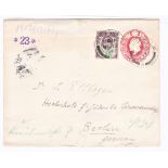 Great Britain 1906 - prepaid Michel U16 envelope posted to Berlin cancelled 13.3.1906, Maida Hill on