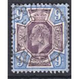 Great Britain 1902-10 9d dull purple and ultramarine, SG 250, very fine and cds, superb (1903)