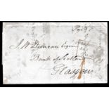 Scotland 1845 EL-Campbeltown to Glasgow, with Campbeltown black rectangular, boxed cancel and