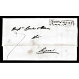 Yorkshire - 1832 EL Gomersal to Ripon with fine Gomersal Penny Post (YK1048) in Black, Rated 'E'