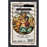 Benin 1975-Dahomey Christmas stamp over printed used 300F, Scott C554