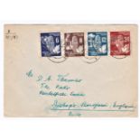 Germany 1951 (4/1) Envelope Naumburg to London with 1950 Peace set (SG E33/36, Mi 276/279)