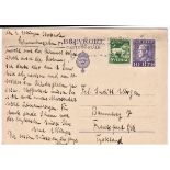 Sweden 1925-pre paid Michel P49 postcard posted to Frankfurt cancelled with a Stockholm machine