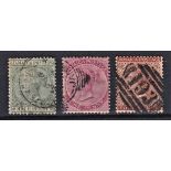 Jamaica 1883-97-Defintives SG16a,18,22 used cat value £24