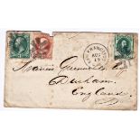 Hawaii (USA) 1879-Envelope Hawaii to England with Hawaii 6 cent green tie San Francisco with USA 2