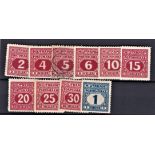 Bosnia Herzegovina 1916 postage due SG D411-D412 D414-D419 D422 m/m D413 used (10)