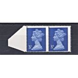 Great Britain Errors and Varieties 1976 3p Mis-perforated Pair marginal u/m Mint - Spectacular