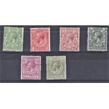 Great Britain 1924-1926 values on card block cypher um/mm, 1/2d and 1d are Inv. WMKS, 6d is chalky