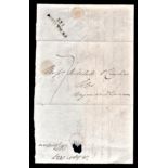 Norfolk 1827 - Dereham to Wymondham with Dereham/111 in black on reverse rated 'D' charged 7d (NK89)