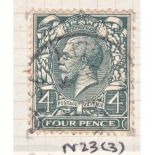 Great Britain 1913 - Royal Cypher, 4d deep grey green SG378, spec N23 (3) very fine used c.d.s.