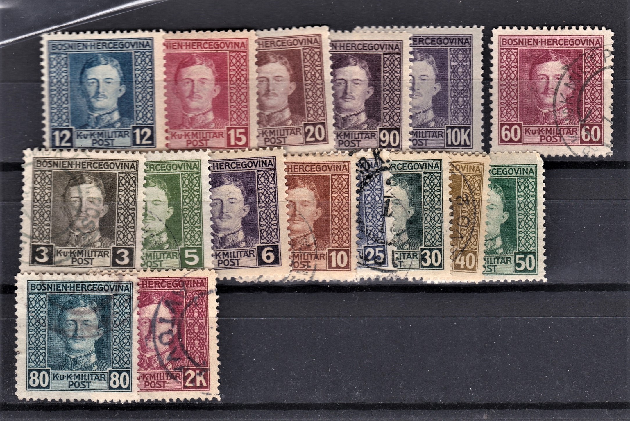 Bosnia and Herzegovina 1917 - definitives SG420-422,429,433 m/m SG416-419,423,428,430 fine used