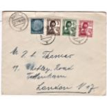 Germany 1937 (27/7) Forth Anniversary of Civil Defence Union set on cover, SUHL to London in