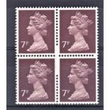 Great Britain - 1977 7d purple brown 'var' SG875 Var imperf in centre due to missing pins on perf,