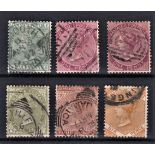 Jamaica 1883-1897-Defintives SG16a,18,18a,21,22,23a, used