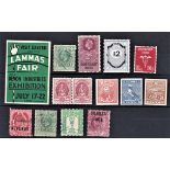 Fiscals - small range on a card includes Lundy Imperf issues, Palestine REVENUE stamp etc., etc (