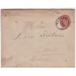 Hungary 1890-Pre paid Michel U14a envelope posted to Zittau cancelled 17.12.1890 Tarnad on 5ks