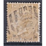 Great Britain 1865 - 9d straw, SG98, Plate4, nicely used, cat £600+