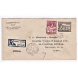 Turks + Cailos Islands 1946- envelope registered Grand Turks to Vancover Airmail from Harriott