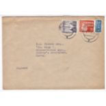 Germany 1951 (13/1) Envelope, Frankfurt to England with 2pf TAR. Buildings 15 pf Orange and 15pf