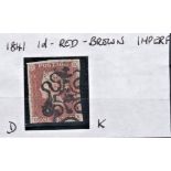 Great Britain 1841-1d red/brown, DK, nice example, 4 margins (3 large, lower Close, fine MK