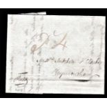 Norfolk 1823 EL-Attleborough to Wymondham with Attleborough/102 in black on reverse (NK13) prepaid