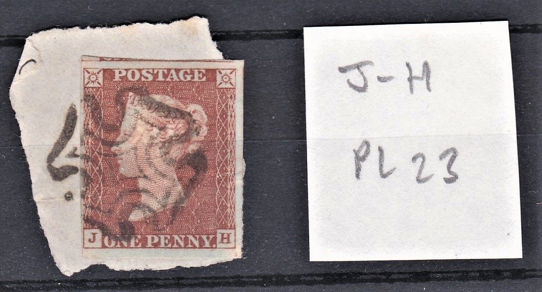 Great Britain 1841 - Penny red, Die 1, Plate 23, JH, four good margins, full black Maltese cross