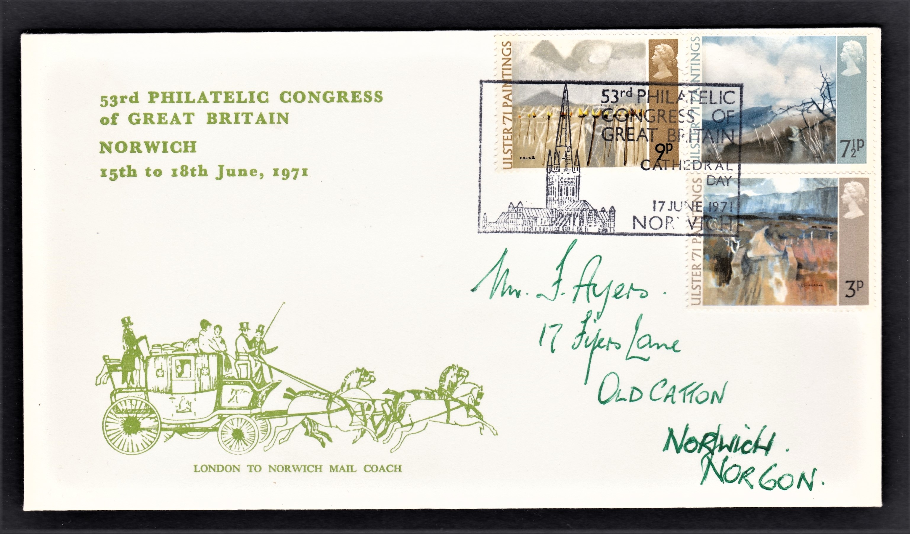 Great Britain 1971 (6/17) Norwich Congress Cover, Paintings Set