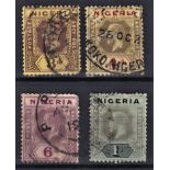 Nigeria 1914-1929-Defintives SG5a,6a,7,8c used (4) cat value £26