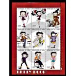 Chad 2000-Betty Boop' sheet of 9 u/m 250f stamps and two miniature sheets 1500F and 2000F u/m