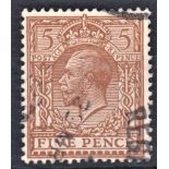 Great Britain 1912-24 - 5d bistre-brown (SG383) fine used