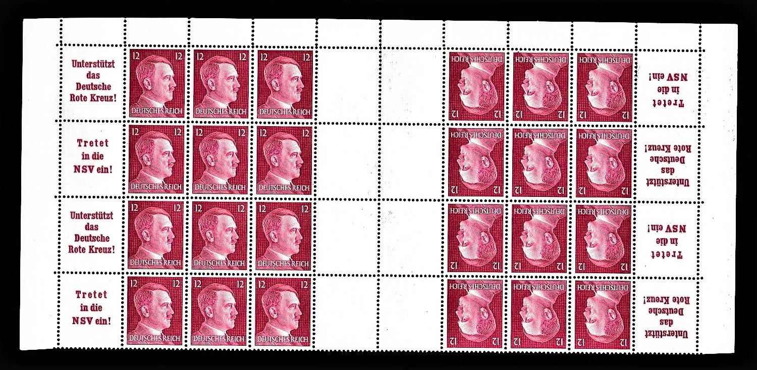 Germany 1941-Definitives sheet comprising 4xSG778a u/m booklet panes in 2x se-tenant pairs,