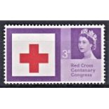 Great Britain Errors and Varieties 1963 Red Cross Cent, 3d Error low cross, SG 642, (W37) u/m Mint.