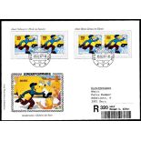 Switzerland 1977-Globi-Cartoon Postman Character special post mark envelope posted, registered to