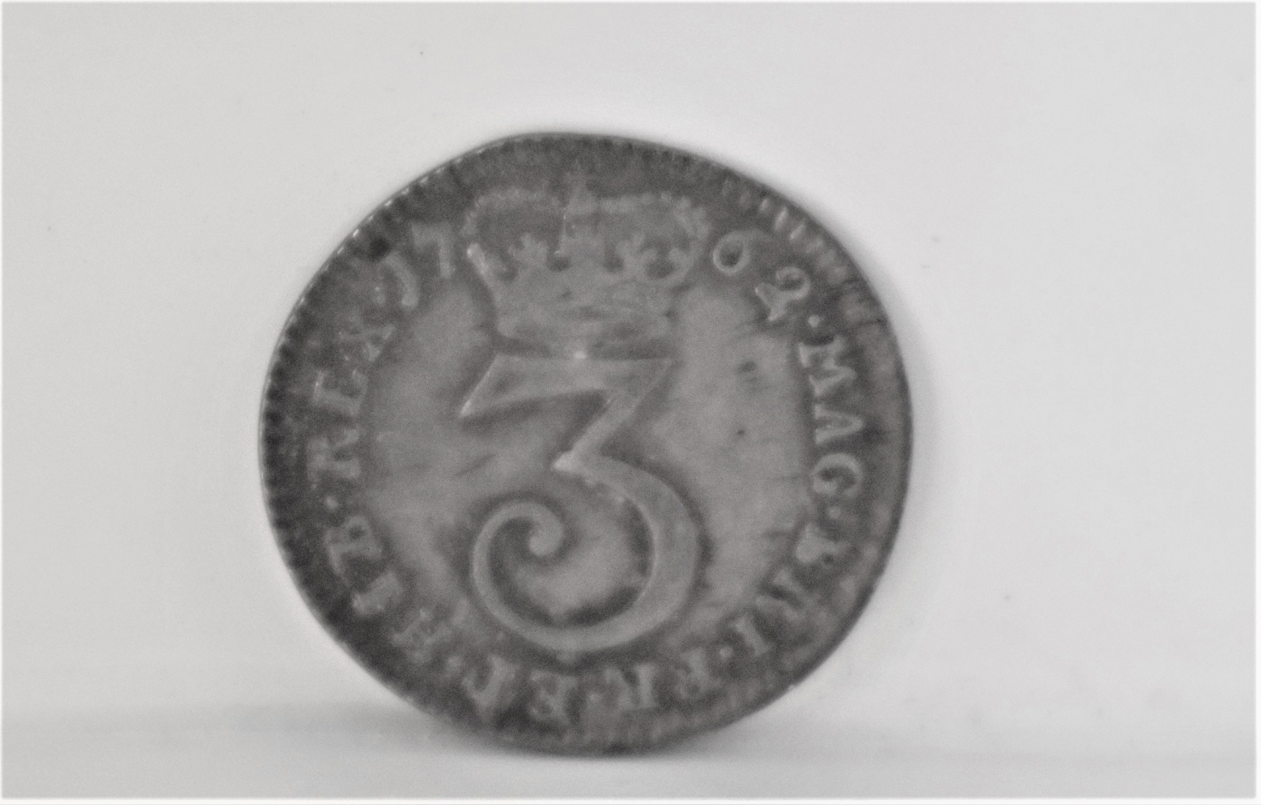 George III 1762 Threepence, EF, dark toned. - Image 2 of 2