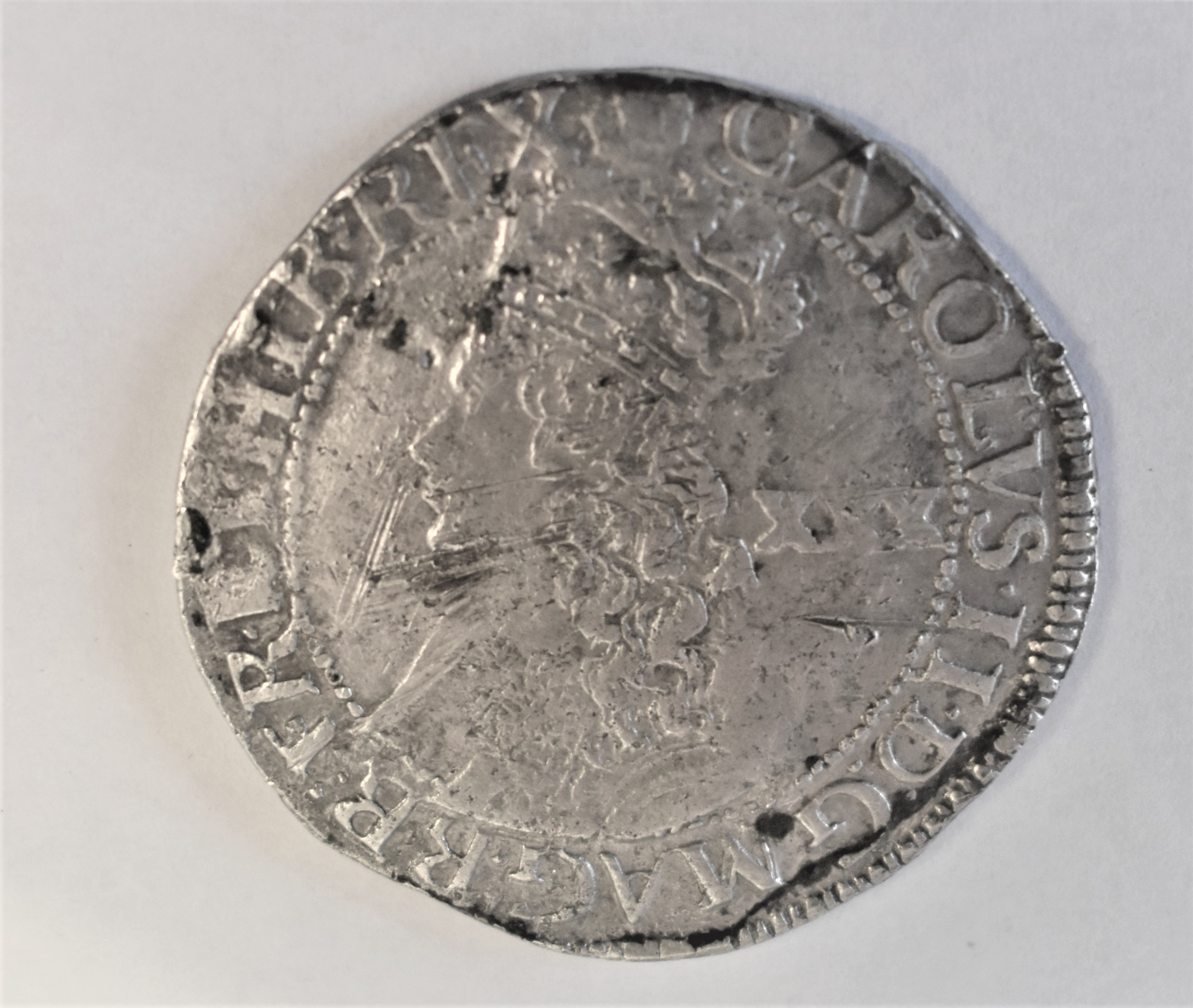 1660-1662 Charles II Hammered Halfcrown, third issue, XXX by bust, inner circles, mm Crown. S