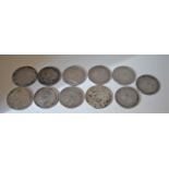 A range of early Silver Shillings including dates: 1696, 1787, 1824, 1825, 1826, 1895. Poor to