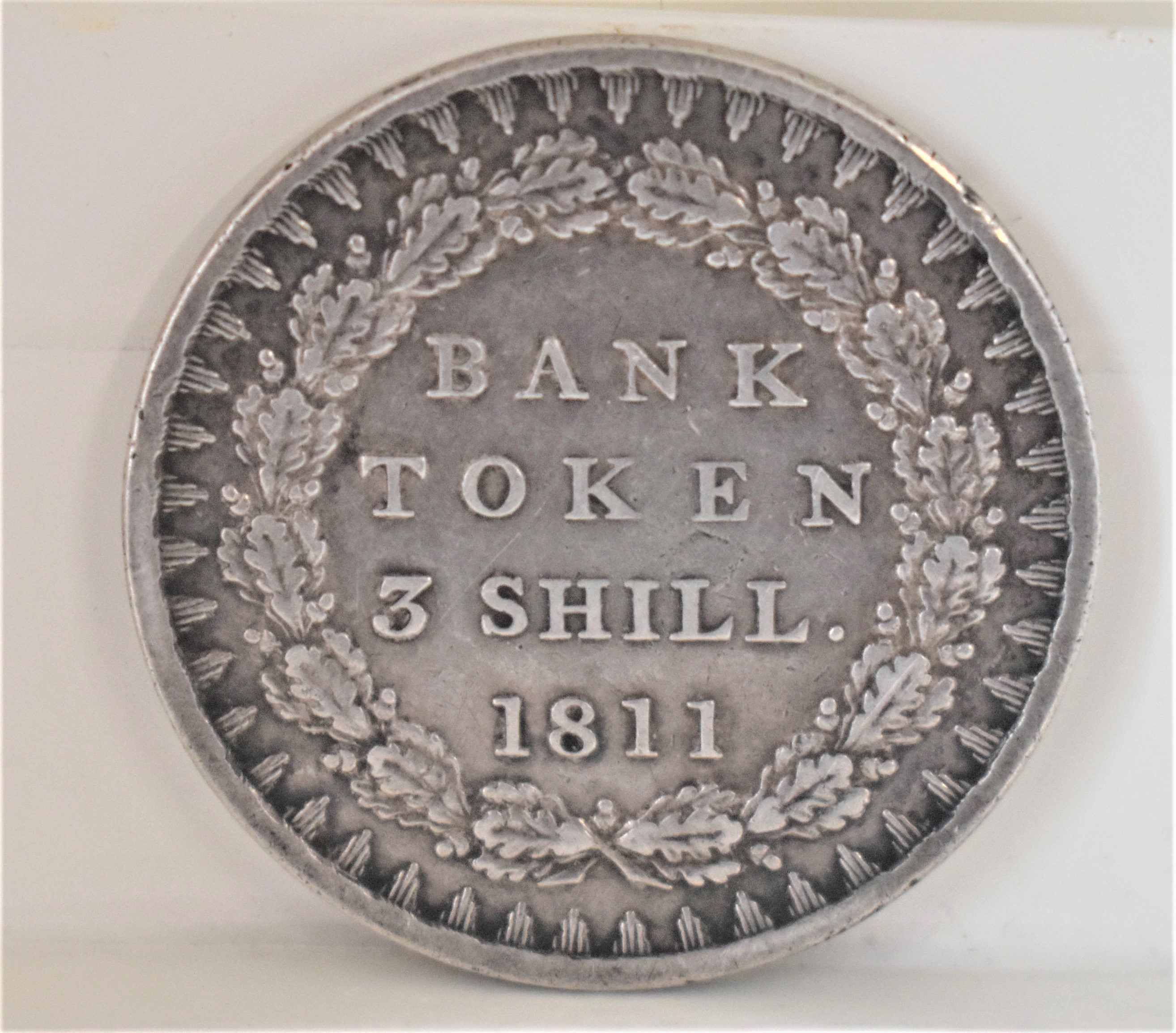 1811 Three Shilling Bank Token, VF. Spink 3769 - Image 2 of 2