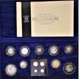 2000 Royal Mint Millennium Silver Proof Set Including Maundy set, Royal Mint blue box and